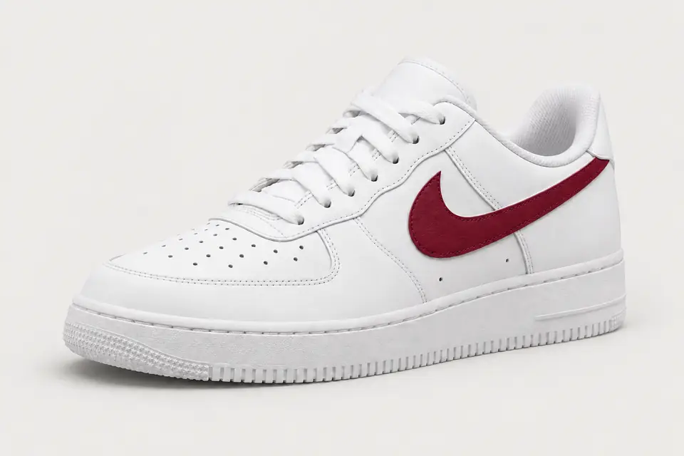 Air Force 1 Blanche et Bordeaux Femme coloris blanc, vue de trois quarts