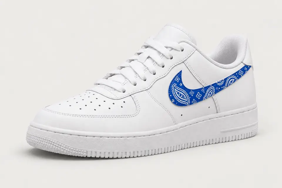Air Force 1 Blue Paisley coloris bleu, vue de trois quarts