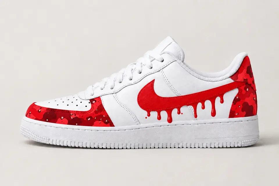 Air Force 1 Camouflage Drip coloris rouge, vue de profil
