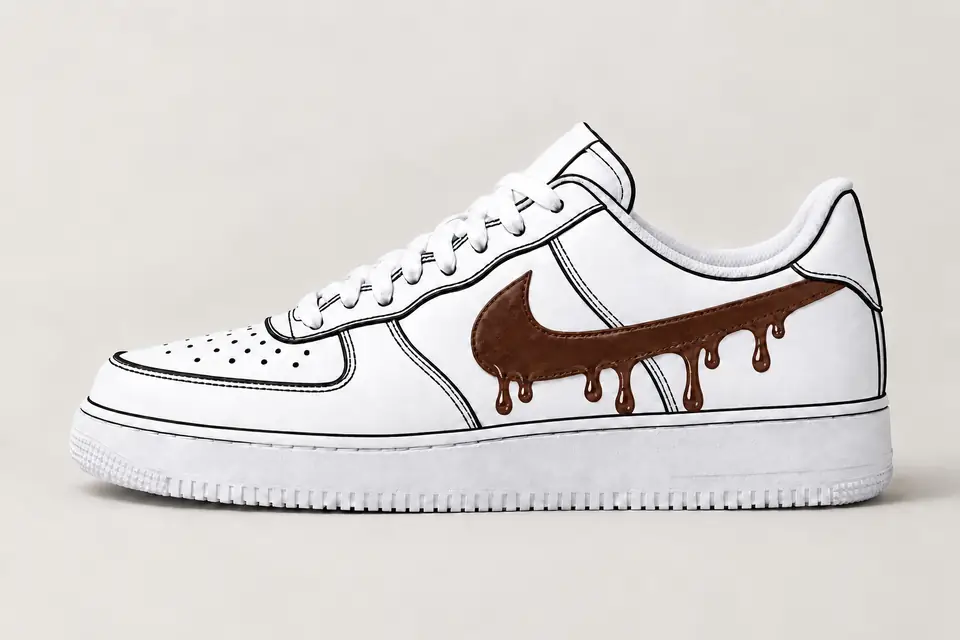 Air Force 1 Custom Cartoon Drip coloris marron, vue de profil