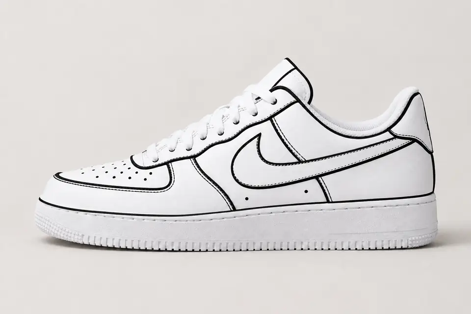 Air Force 1 Dessin Noir coloris noir, vue de profil