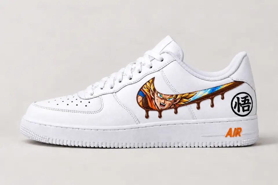 Air Force 1 Dragon Ball Drip coloris marron, vue de profil