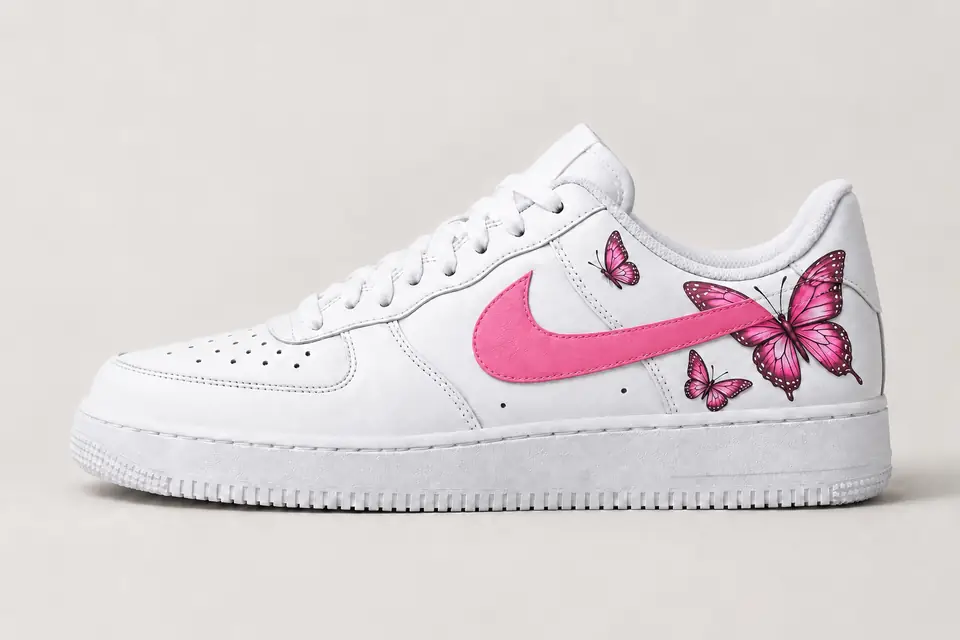 Air Force 1 Femme Papillon coloris rose, vue de profil