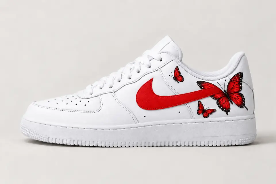 Air Force 1 Femme Papillon coloris rouge, vue de profil
