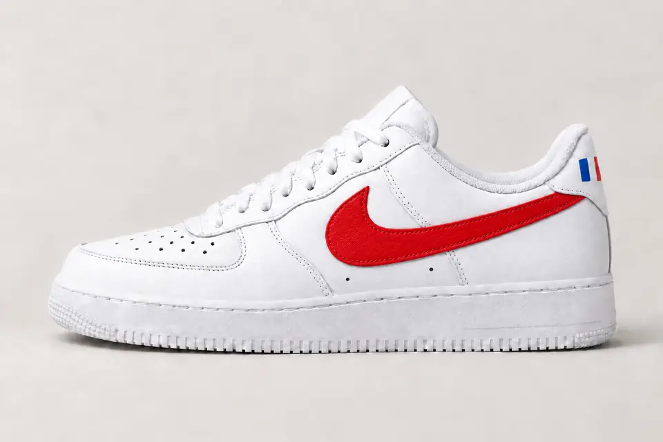 Air Force 1 France coloris blanc et rouge, vue de profil