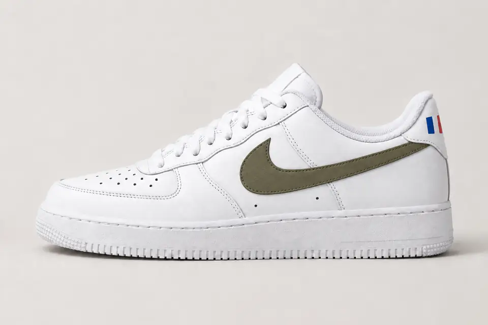 Air Force 1 France coloris kaki, vue de profil