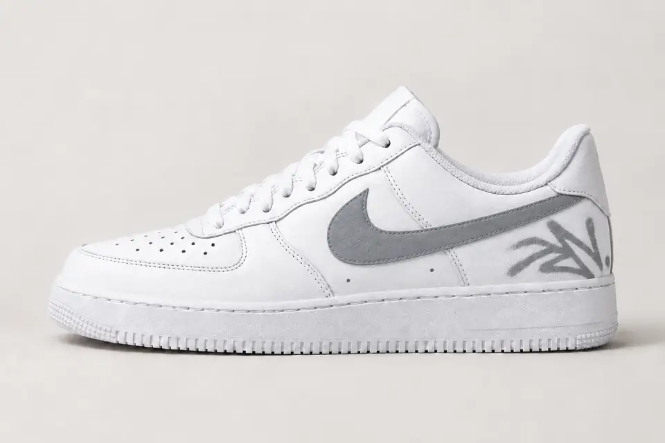 Air Force 1 Graffiti coloris gris, vue de profil