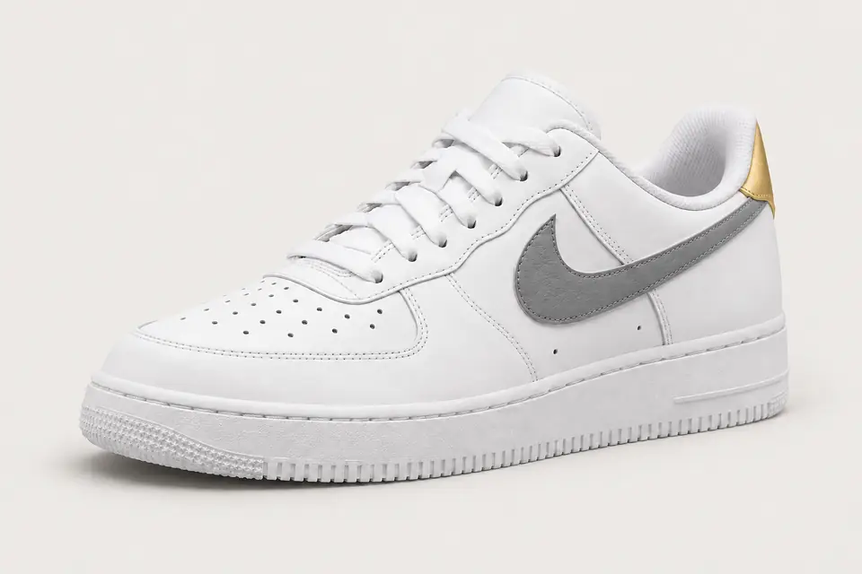 Air Force 1 Grey Gold coloris gris, vue de trois quarts