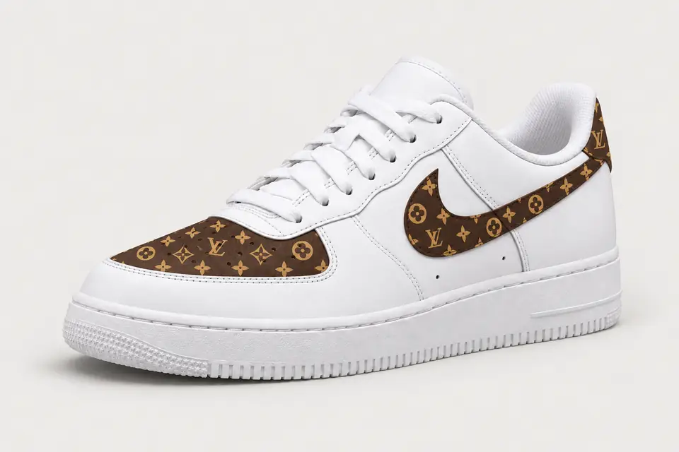 Air Force 1 Louis Vuitton Homme coloris noir, vue de trois quarts