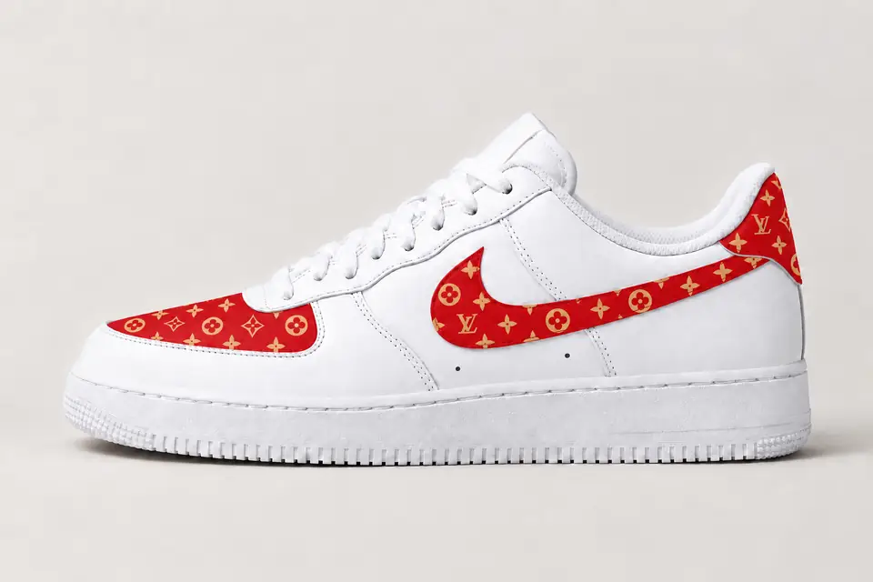 Air Force 1 Louis Vuitton Homme coloris rouge, vue de profil