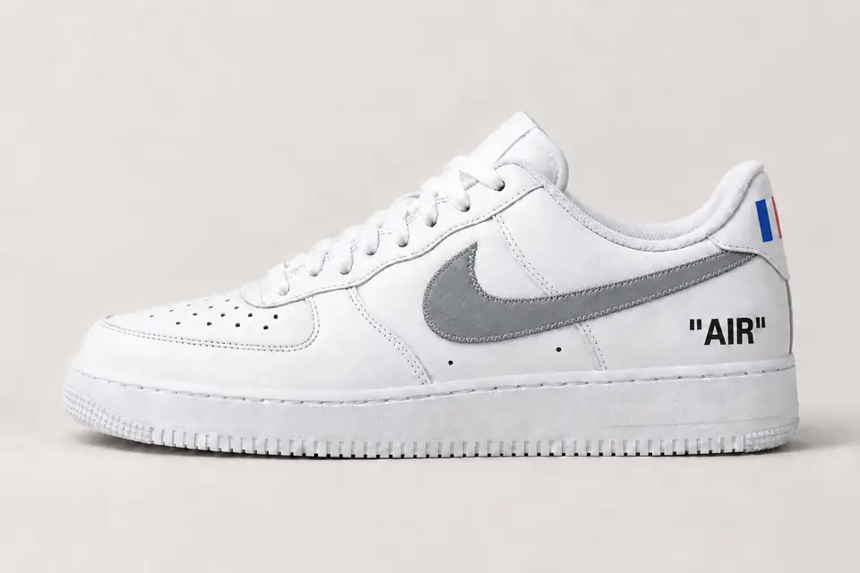 Air Force 1 Off-White Paris coloris gris, vue de profil
