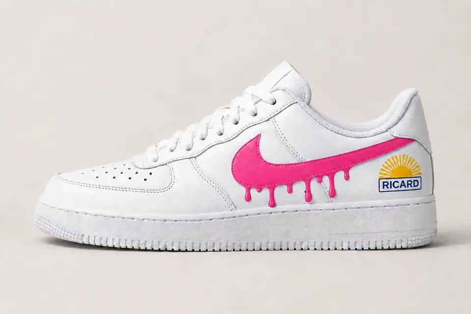 Air Force 1 Ricard Drip coloris rose, vue de profil