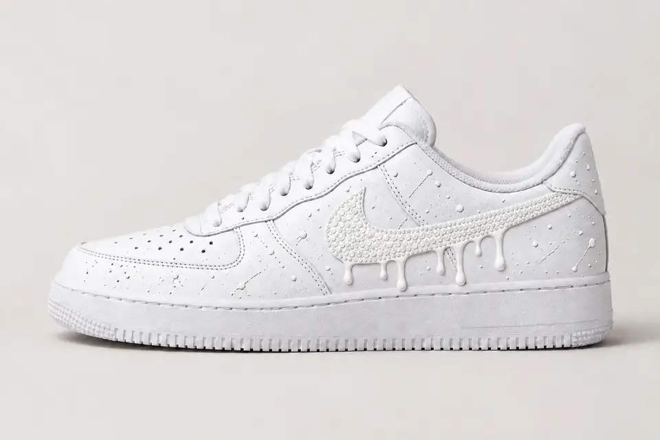 Air Force 1 Swarovski Drip coloris blanc, vue de profil