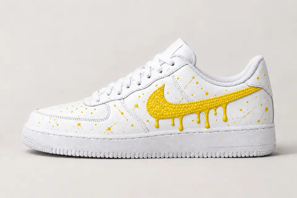 Air Force 1 Swarovski Drip coloris jaune, vue de profil