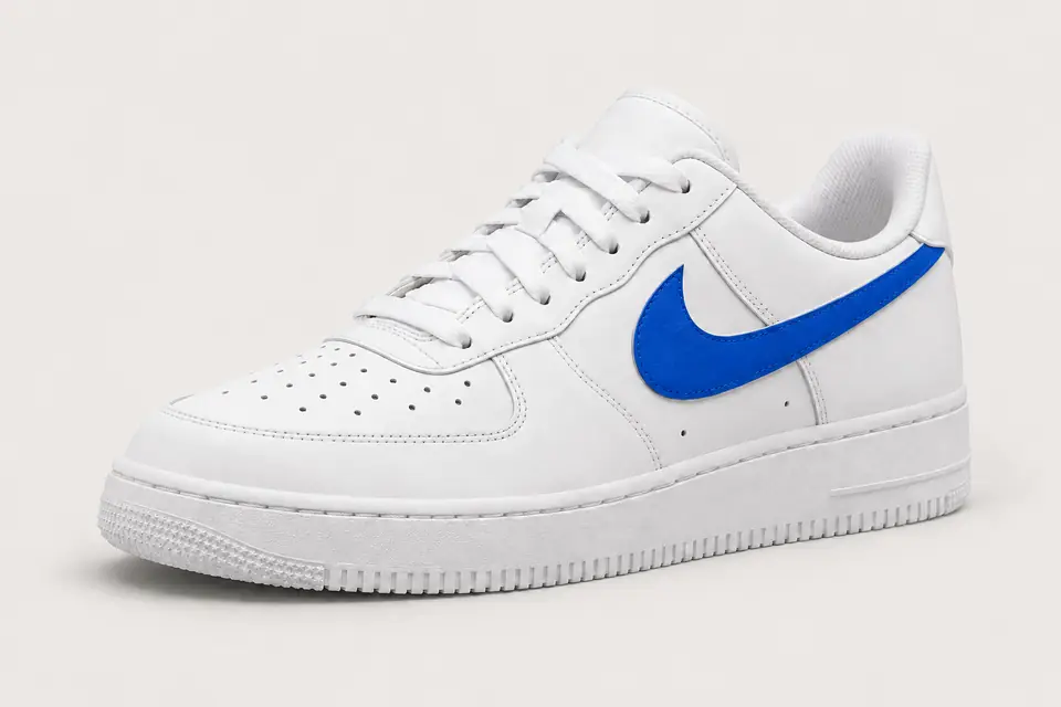 Air Force 1 Swoosh Bleu coloris bleu, vue de trois quarts