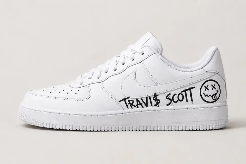Air Force 1 Travis Scott Black coloris noir, vue de profil