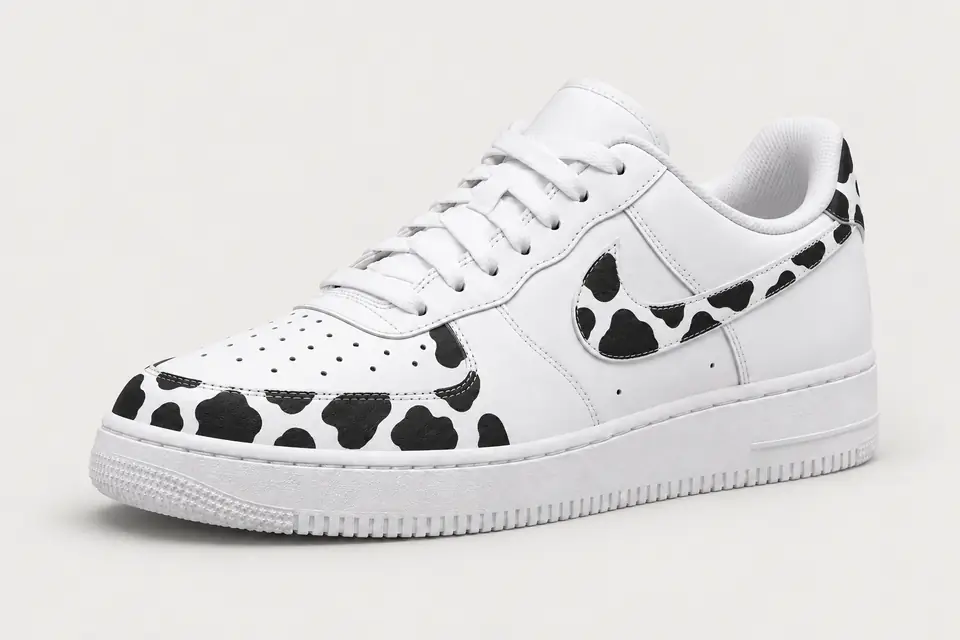 Air Force 1 Vache coloris noir, vue de trois quarts