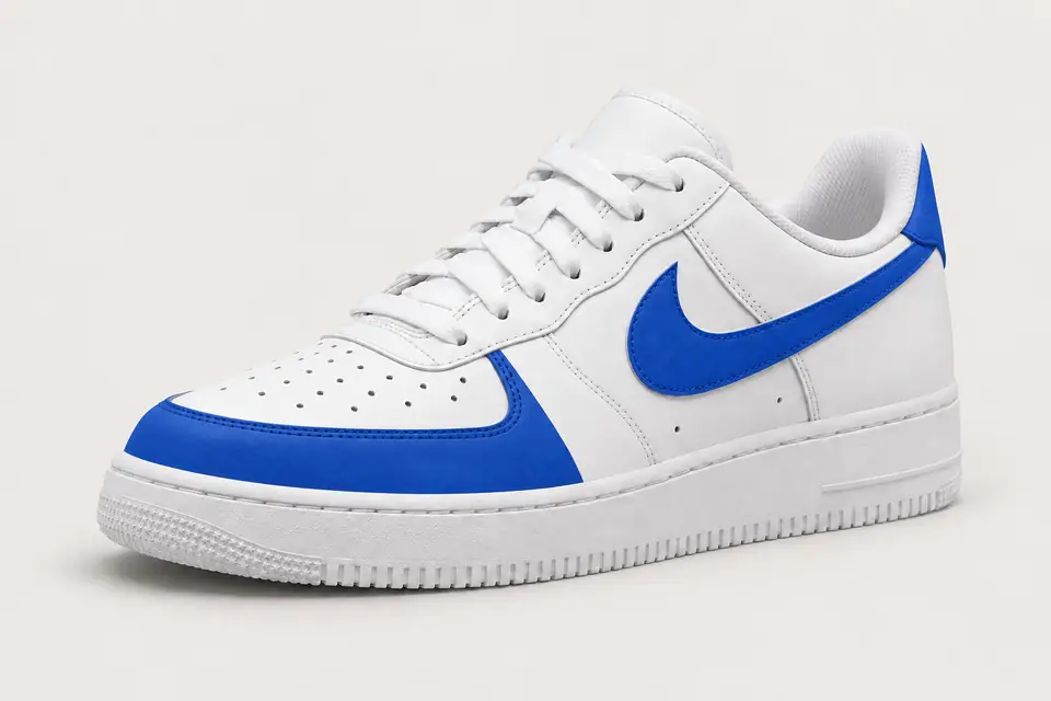 Air Force 1 Velour Bleu coloris bleu, vue de trois quarts