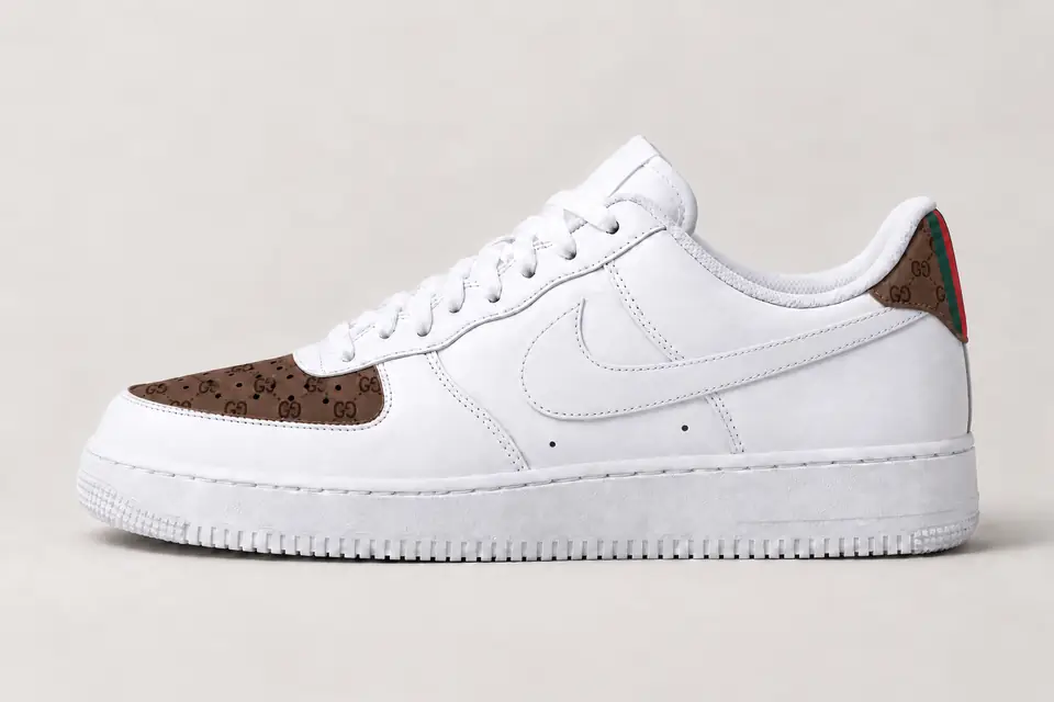 Air Force Gucci Bébé coloris marron, vue de profil