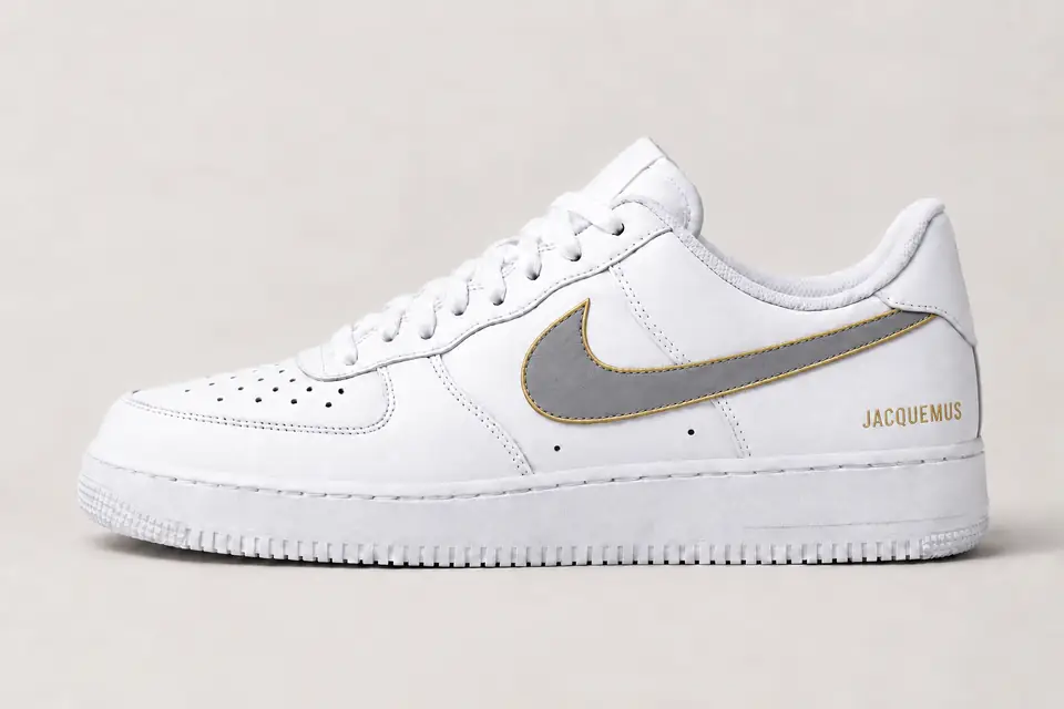 Air Force Jacquemus coloris gris, vue de profil