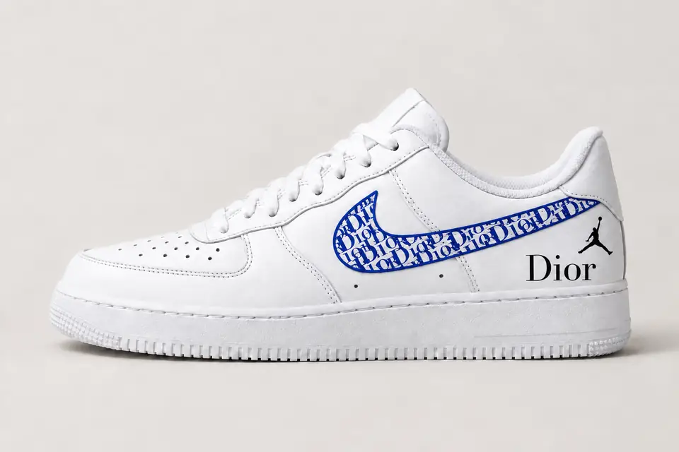 Air Force Jordan Dior coloris bleu, vue de profil