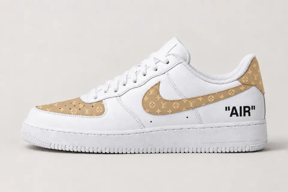 Air Force Louis Vuitton Virgil Abloh coloris beige, vue de profil