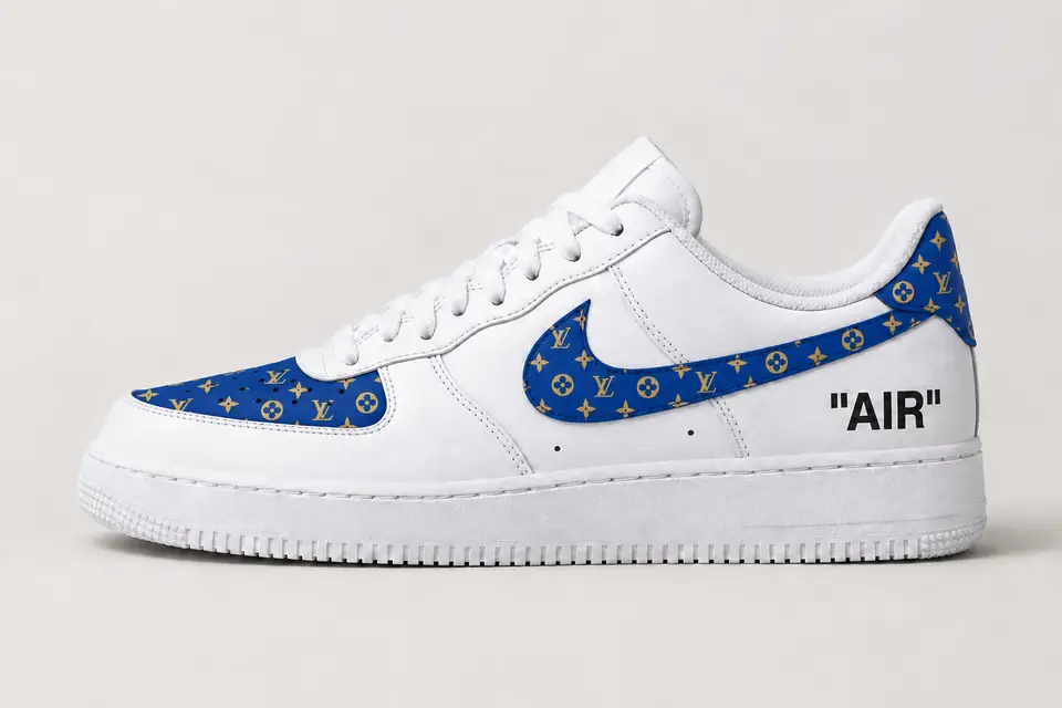 Air Force Louis Vuitton Virgil Abloh coloris bleu, vue de profil
