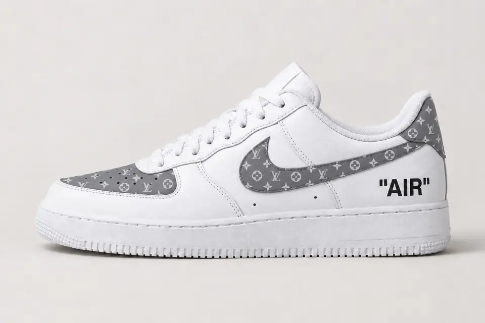 Air Force Louis Vuitton Virgil Abloh coloris gris, vue de profil