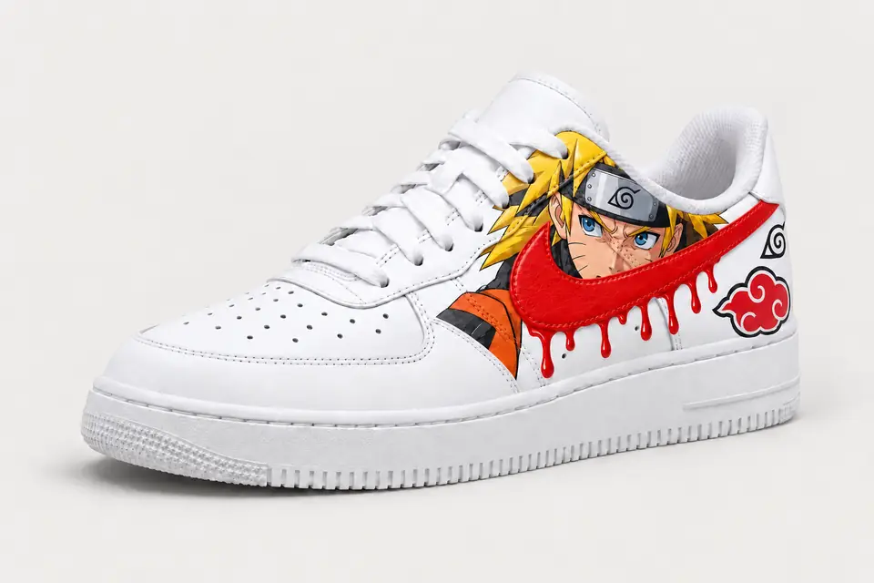 Air Force Naruto Drip coloris rouge, vue de trois quarts