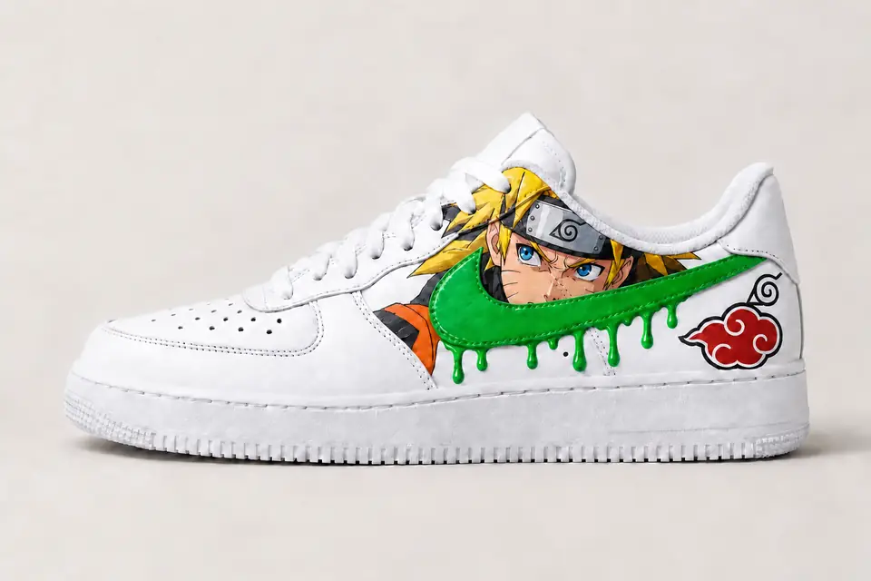 Air Force Naruto Drip coloris vert, vue de profil