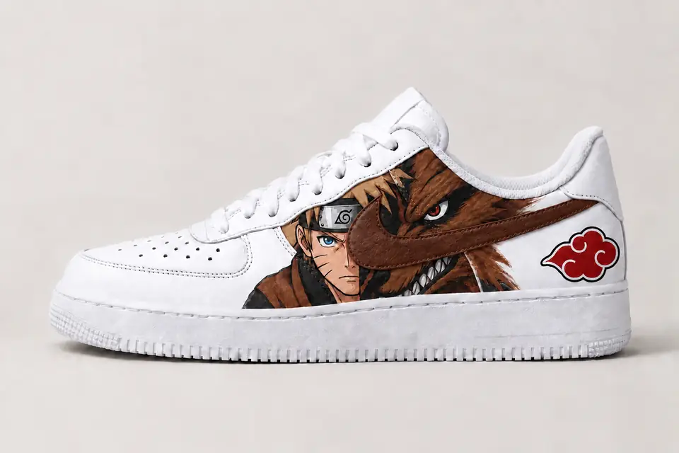 Air Force Naruto Swoosh Peint coloris marron, vue de profil
