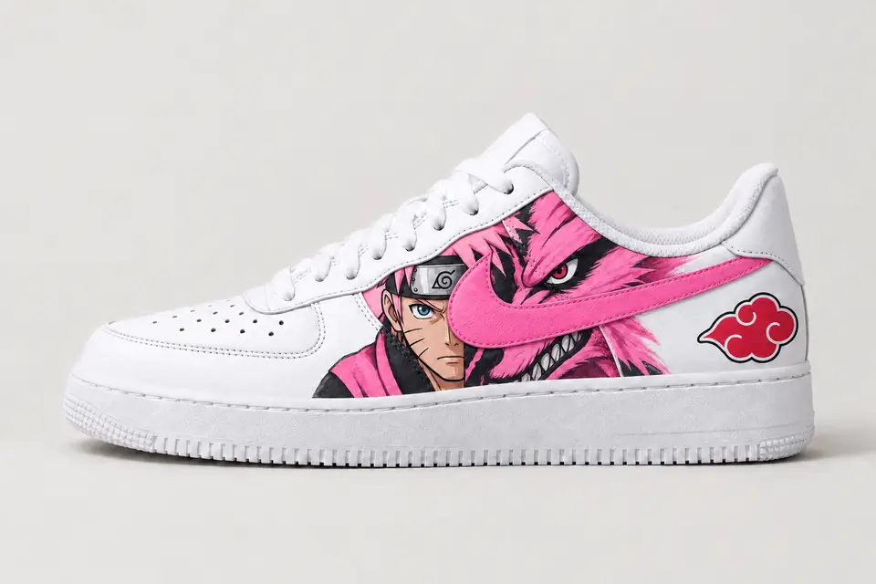 Air Force Naruto Swoosh Peint coloris rose, vue de profil