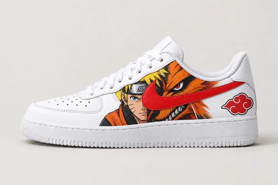Air Force Naruto Swoosh Peint coloris rouge, vue de profil
