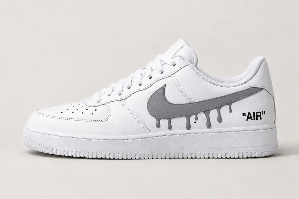 Air Force Off White Drip coloris gris, vue de profil