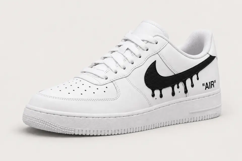 Air Force Off White Drip coloris noir, vue de trois quarts
