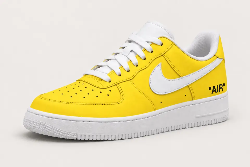 Air Force Off-White Jaune Full Upper coloris jaune, vue de trois quarts