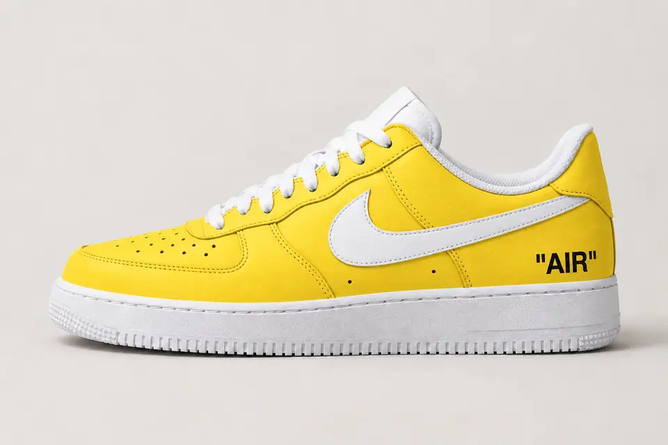 Air Force Off-White Jaune Full Upper coloris jaune, vue de profil