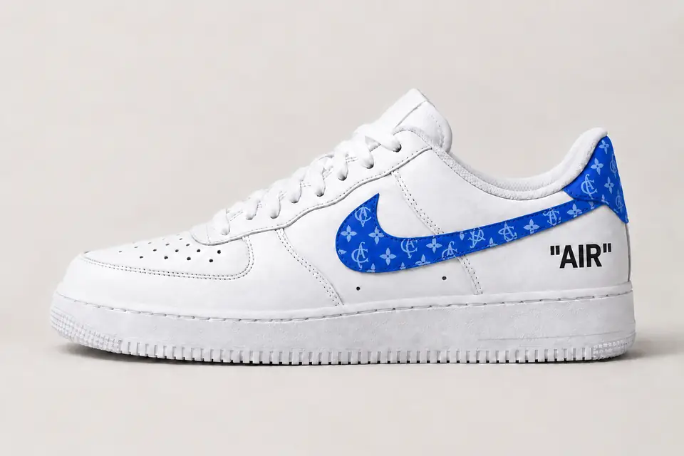 Air Force Off-White Jaune Monogramme coloris bleu, vue de profil