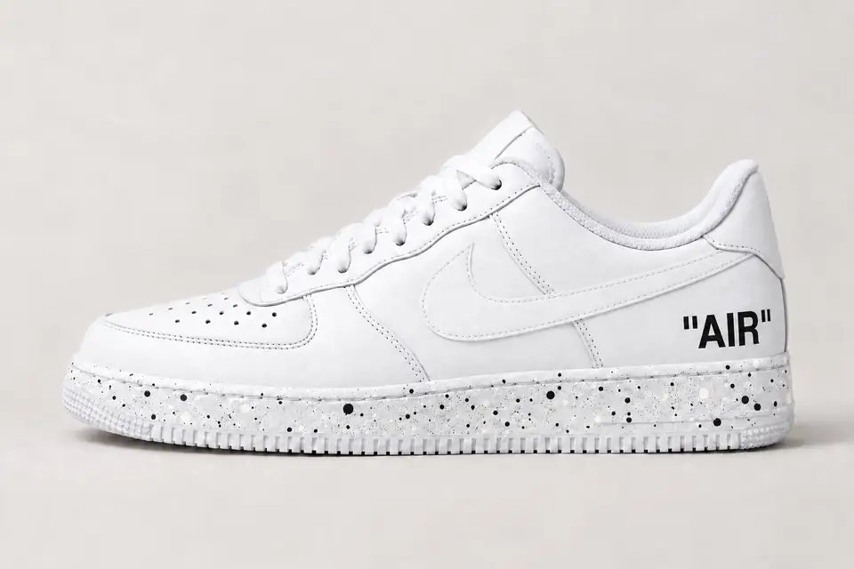 Air Force Off-White Jaune Splash coloris blanc, vue de profil