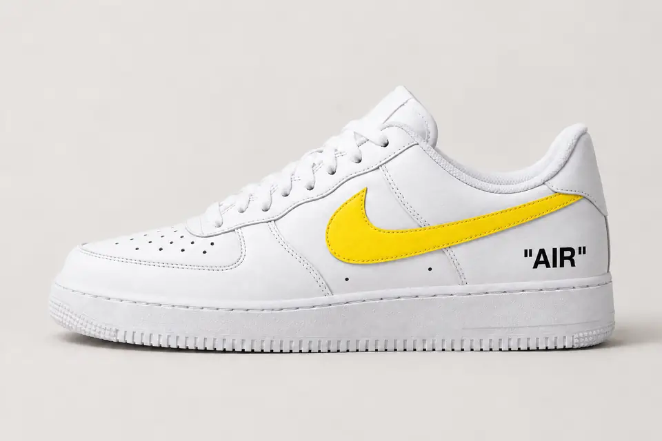 Air Force Off-White Jaune Swoosh Peint coloris jaune, vue de profil