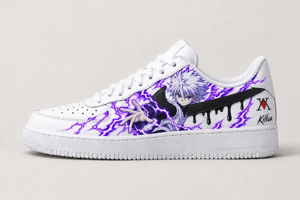 Air Force One Custom Hunter x Hunter Drip coloris violet, vue de profil