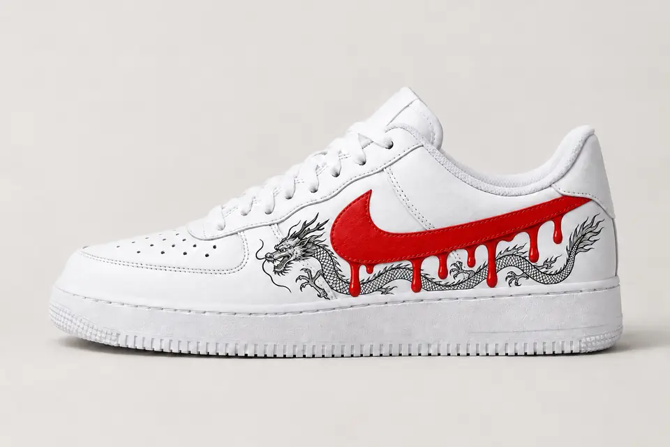 Air Force One Dragon Drip coloris rouge, vue de profil