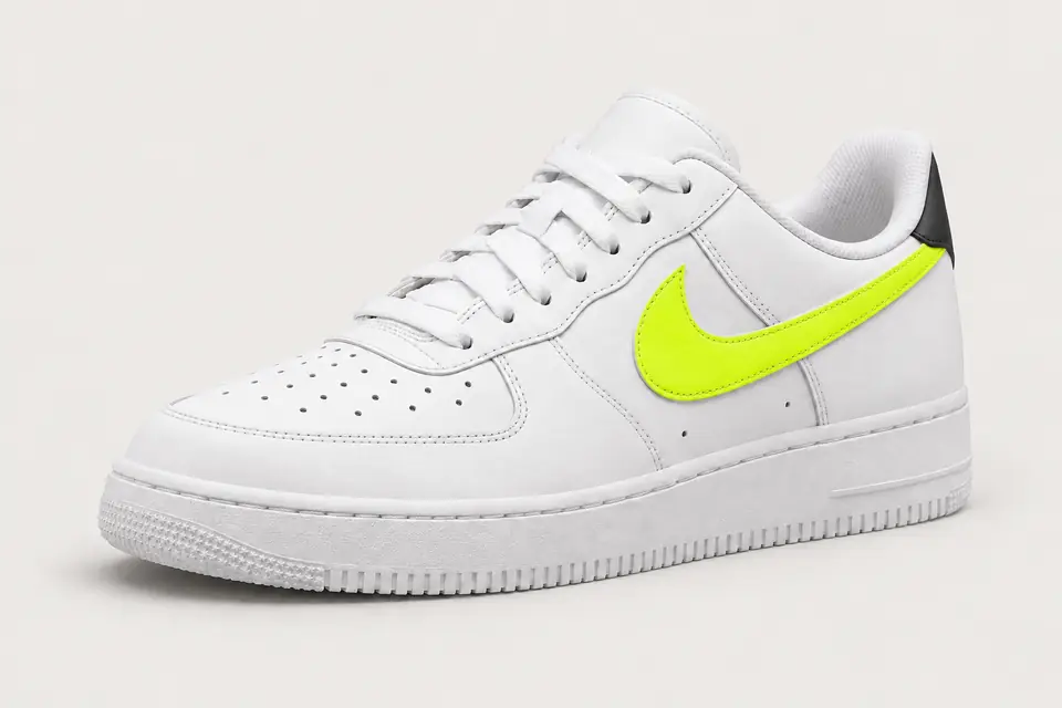 Air Force One Jaune Fluo et Noir coloris fluo, vue de trois quarts