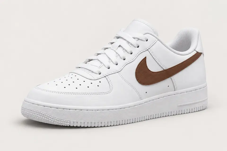 Air Force One Marron et Blanche coloris blanc, vue de trois quarts