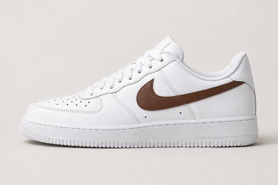 Air Force One Marron et Blanche coloris blanc, vue de profil