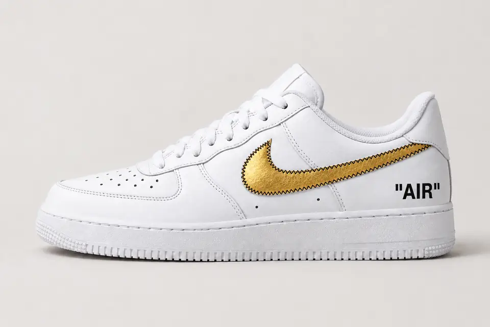 Air Force One Off-White Gold coloris or, vue de profil