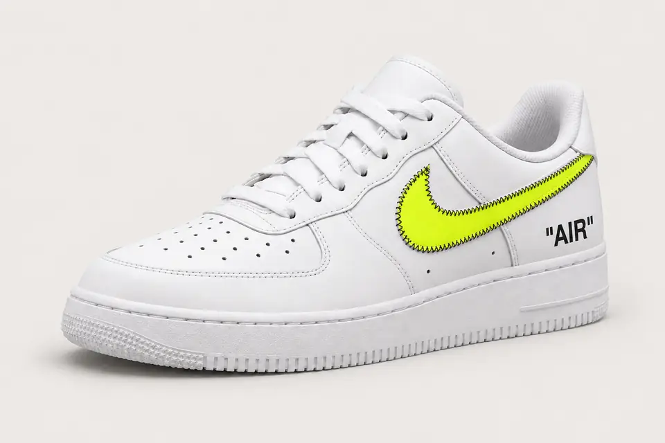 Air Force One Off-White Jaune Fluo coloris fluo, vue de trois quarts