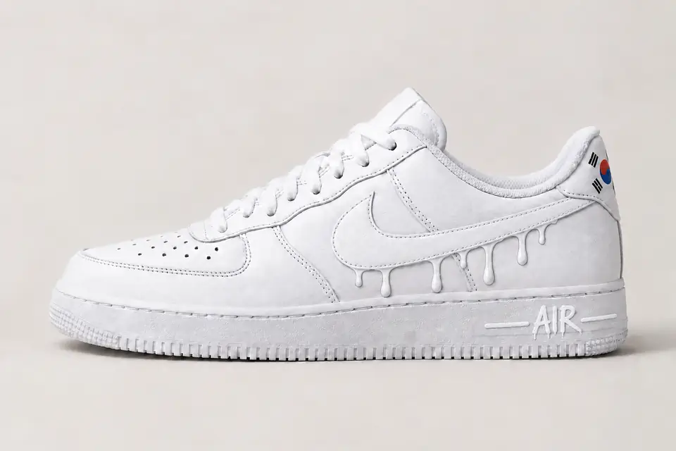 Air Force One South Korea Drip coloris blanc, vue de profil