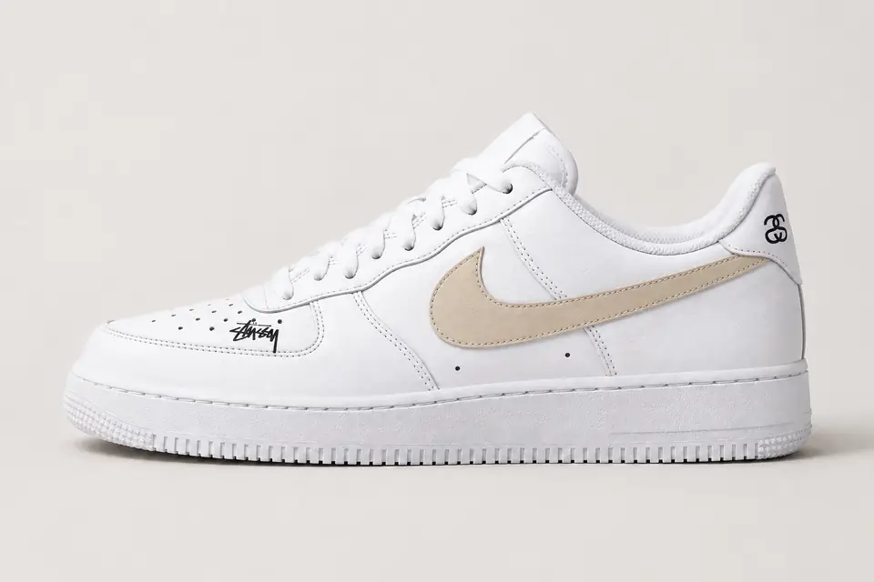Air Force One Stüssy Beige coloris beige, vue de profil