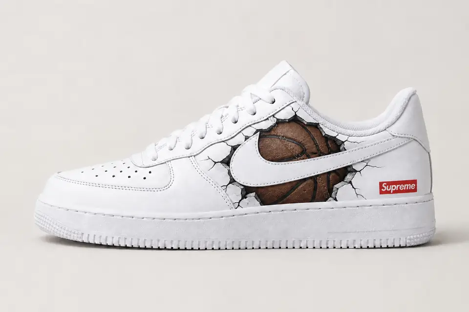 Air Force One Supreme NBA coloris marron, vue de profil